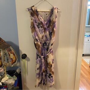 Coldwater Creek Dress Women 14 Purple Abstract Floral Sleeveless A-line Flowy